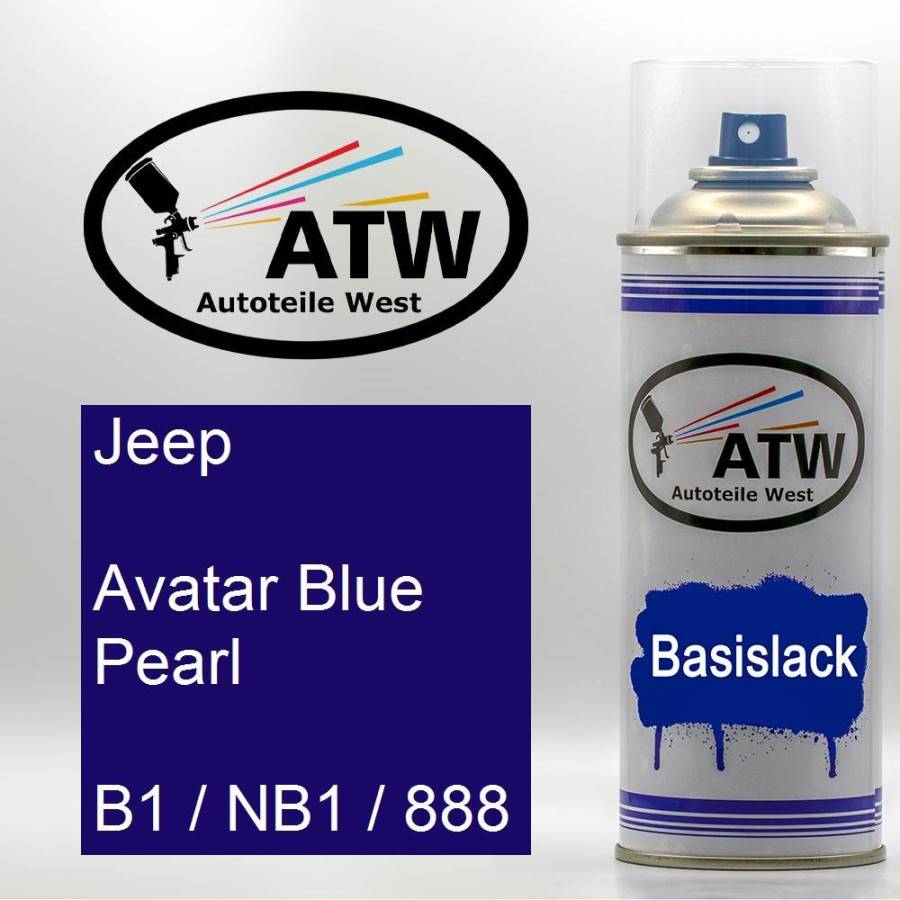 Jeep, Avatar Blue Pearl, B1 / NB1 / 888: 400ml Sprühdose, von ATW Autoteile West.